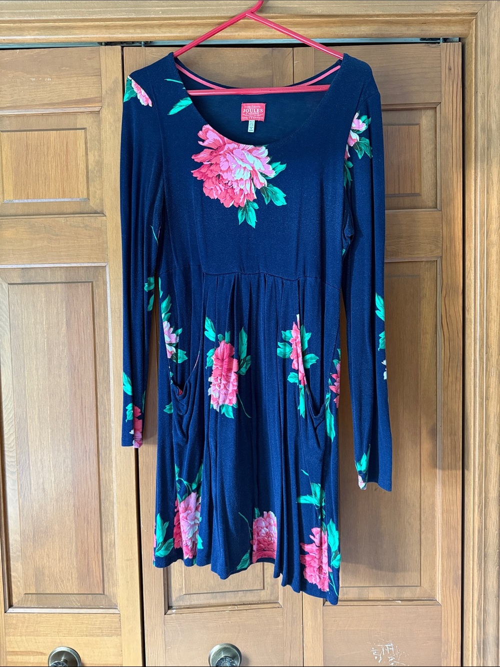 Joules Navy Dress with Pink Floral Print
